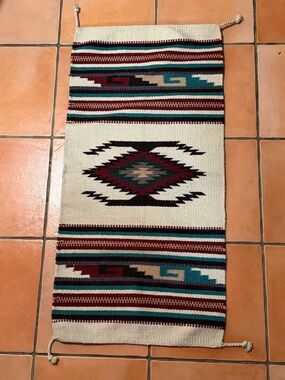 Vintage El Paso Wool Saddle Blanket Mexican Aztec Navajo Tapestry Rug